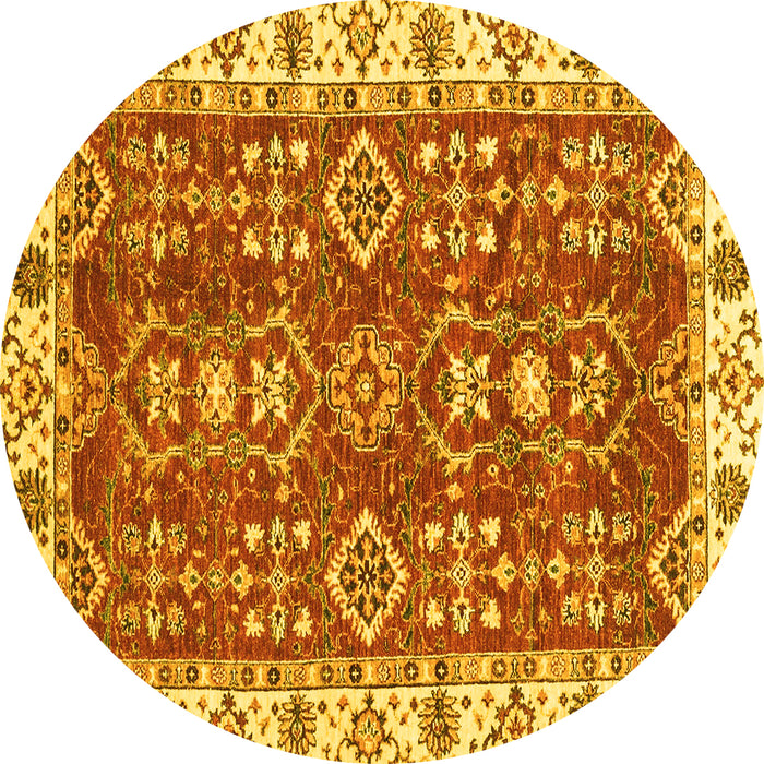 Round Oriental Yellow Traditional Rug, abs3173yw