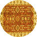 Round Oriental Yellow Traditional Rug, abs3173yw