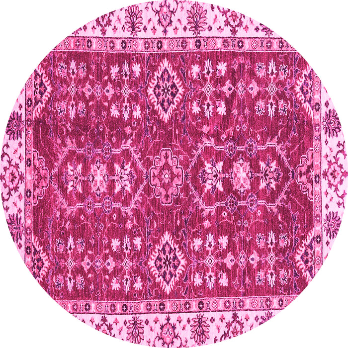 Round Oriental Pink Traditional Rug, abs3173pnk