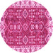 Round Oriental Pink Traditional Rug, abs3173pnk