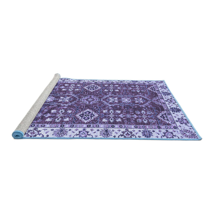 Sideview of Machine Washable Oriental Blue Traditional Rug, wshabs3173blu