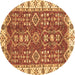 Round Oriental Brown Traditional Rug, abs3173brn