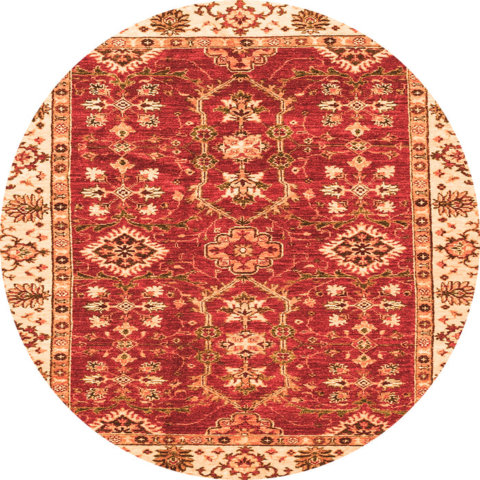 Round Oriental Orange Traditional Rug, abs3173org