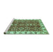 Sideview of Machine Washable Oriental Turquoise Traditional Area Rugs, wshabs3173turq