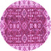 Round Machine Washable Oriental Purple Traditional Area Rugs, wshabs3173pur