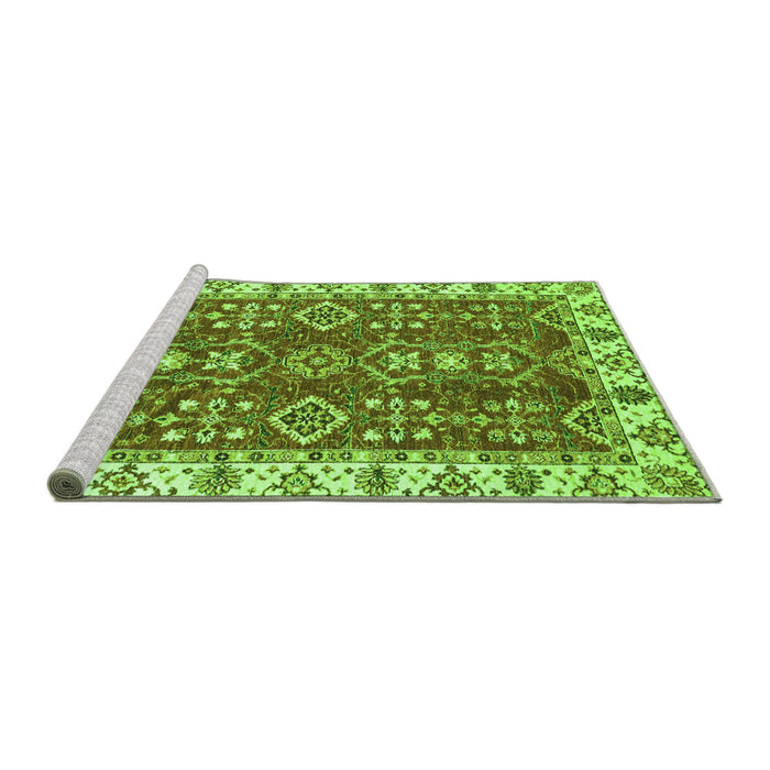 Sideview of Machine Washable Oriental Green Traditional Area Rugs, wshabs3173grn