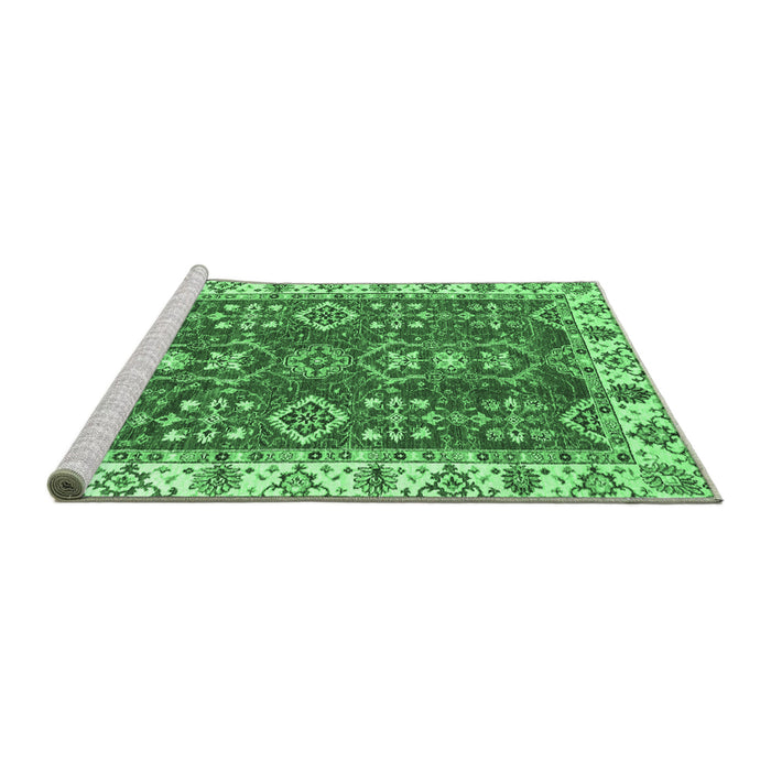Sideview of Machine Washable Oriental Emerald Green Traditional Area Rugs, wshabs3173emgrn