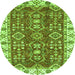 Round Oriental Green Traditional Rug, abs3173grn