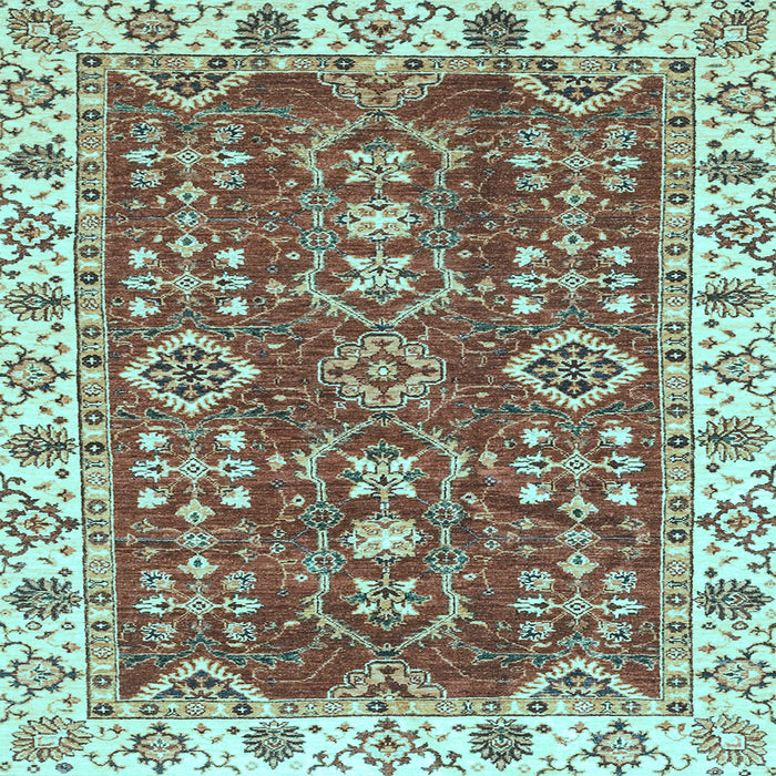 Square Machine Washable Oriental Light Blue Traditional Rug, wshabs3173lblu