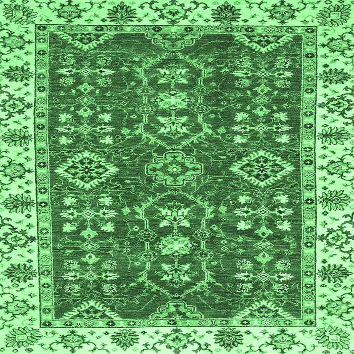 Square Machine Washable Oriental Emerald Green Traditional Area Rugs, wshabs3173emgrn