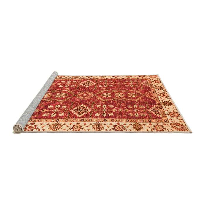 Sideview of Machine Washable Oriental Orange Traditional Area Rugs, wshabs3173org
