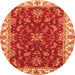 Round Machine Washable Abstract Orange Modern Area Rugs, wshabs3174org