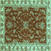 Square Machine Washable Abstract Turquoise Modern Area Rugs, wshabs3174turq