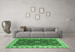 Machine Washable Abstract Emerald Green Modern Area Rugs in a Living Room,, wshabs3174emgrn