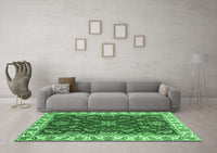 Machine Washable Abstract Emerald Green Modern Rug, wshabs3174emgrn