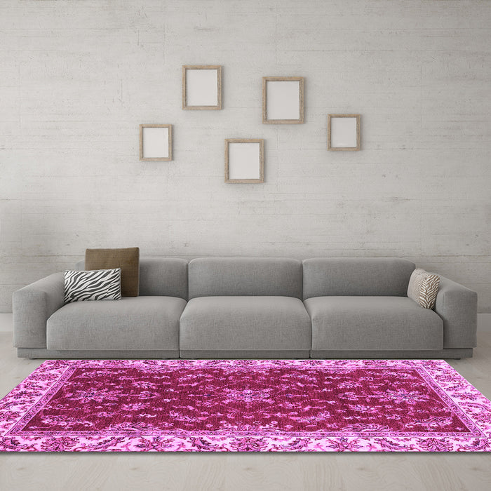 Machine Washable Abstract Purple Modern Area Rugs in a Living Room, wshabs3174pur