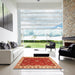 Square Abstract Orange Modern Rug in a Living Room, abs3174