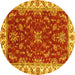 Round Machine Washable Abstract Yellow Modern Rug, wshabs3174yw