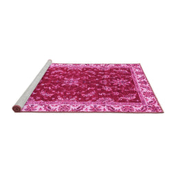 Sideview of Machine Washable Abstract Pink Modern Rug, wshabs3174pnk