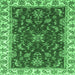 Square Machine Washable Abstract Emerald Green Modern Area Rugs, wshabs3174emgrn