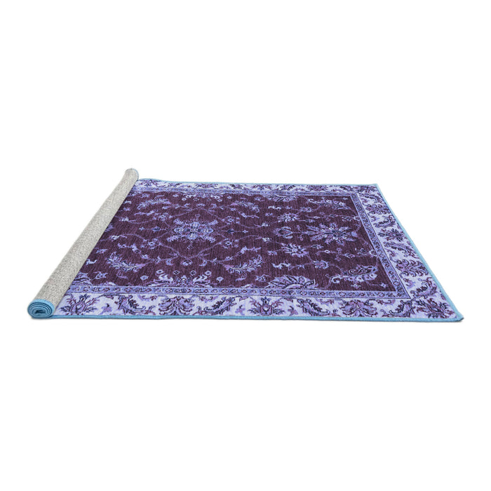 Sideview of Machine Washable Abstract Blue Modern Rug, wshabs3174blu
