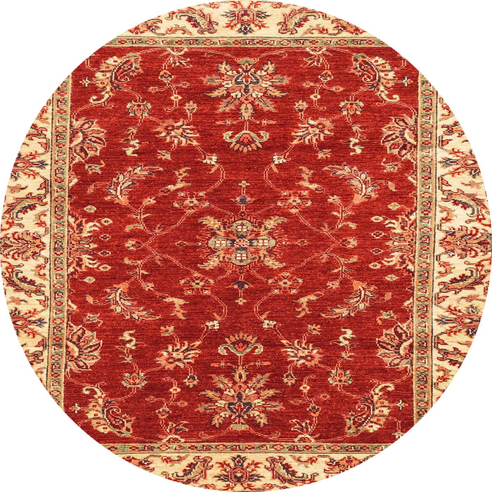 Round Machine Washable Abstract Orange Rug, wshabs3174