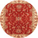 Round Machine Washable Abstract Orange Rug, wshabs3174