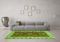 Machine Washable Abstract Green Modern Rug, wshabs3174grn