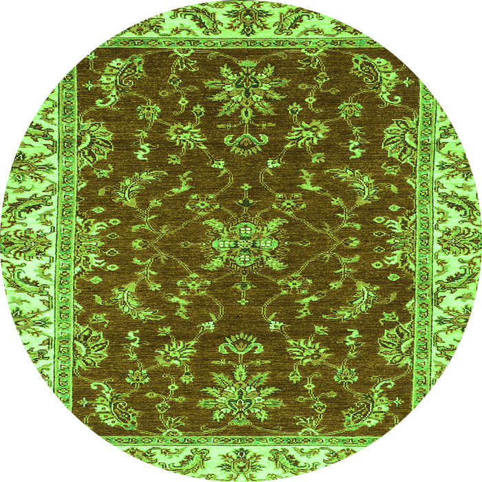 Round Machine Washable Abstract Green Modern Area Rugs, wshabs3174grn