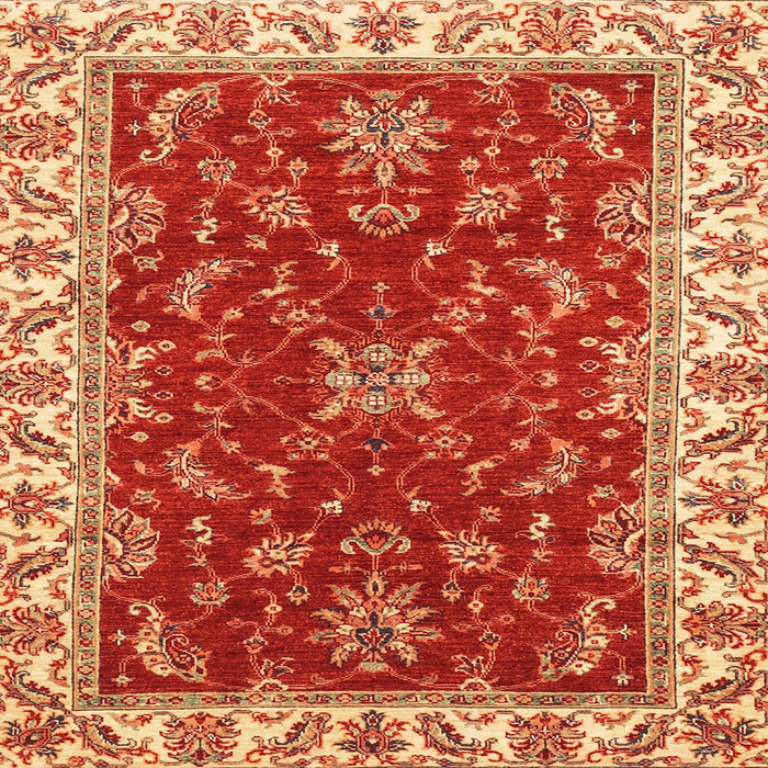 Square Machine Washable Abstract Orange Rug, wshabs3174