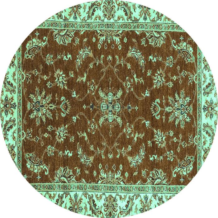 Round Abstract Turquoise Modern Rug, abs3174turq