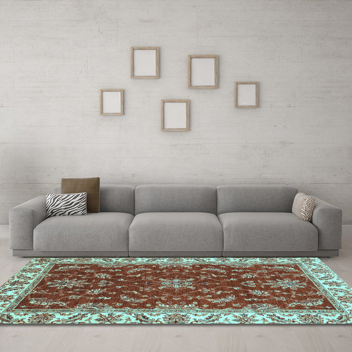 Machine Washable Abstract Light Blue Modern Rug in a Living Room, wshabs3174lblu