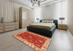 Abstract Orange Modern Rug in a Bedroom, abs3174