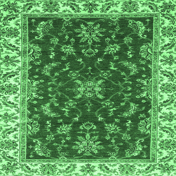 Square Abstract Emerald Green Modern Rug, abs3174emgrn