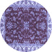 Round Machine Washable Abstract Blue Modern Rug, wshabs3174blu