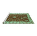 Sideview of Machine Washable Abstract Turquoise Modern Area Rugs, wshabs3174turq