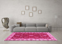 Machine Washable Abstract Pink Modern Rug, wshabs3174pnk