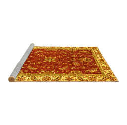 Sideview of Machine Washable Abstract Yellow Modern Rug, wshabs3174yw