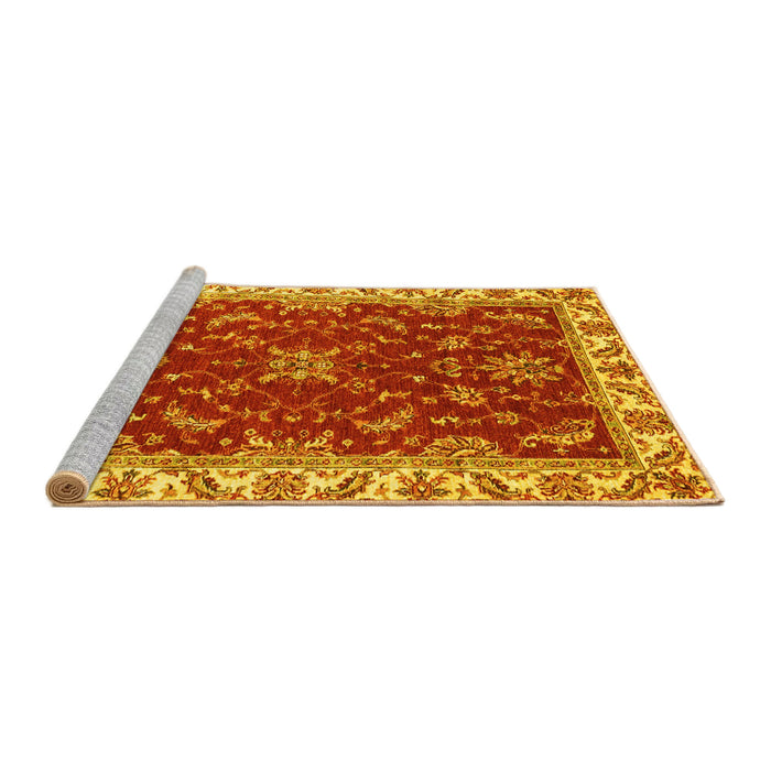 Sideview of Machine Washable Abstract Yellow Modern Rug, wshabs3174yw