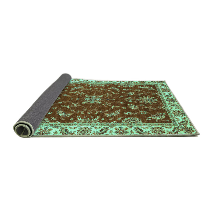 Sideview of Abstract Turquoise Modern Rug, abs3174turq