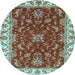 Round Abstract Light Blue Modern Rug, abs3174lblu