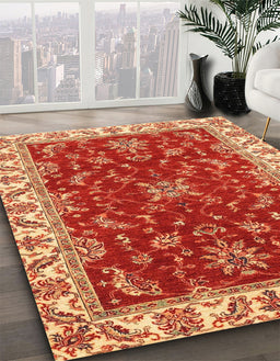 Machine Washable Abstract Orange Rug in a Family Room, wshabs3174