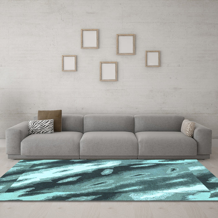 Machine Washable Abstract Light Blue Modern Rug in a Living Room, wshabs3175lblu
