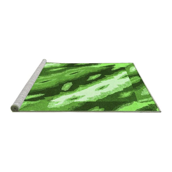 Sideview of Machine Washable Abstract Green Modern Area Rugs, wshabs3175grn