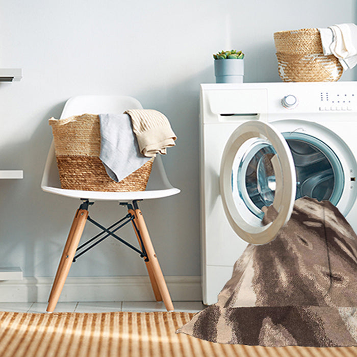 Machine Washable Abstract Sepia Brown Rug in a Washing Machine, wshabs3175
