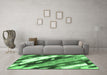 Machine Washable Abstract Emerald Green Modern Area Rugs in a Living Room,, wshabs3175emgrn