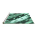 Sideview of Machine Washable Abstract Turquoise Modern Area Rugs, wshabs3175turq