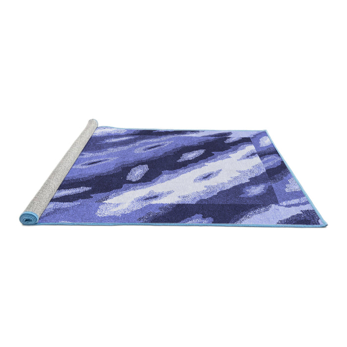 Sideview of Machine Washable Abstract Blue Modern Rug, wshabs3175blu