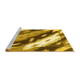Sideview of Machine Washable Abstract Yellow Modern Rug, wshabs3175yw