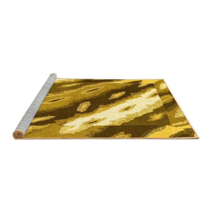 Sideview of Machine Washable Abstract Yellow Modern Rug, wshabs3175yw
